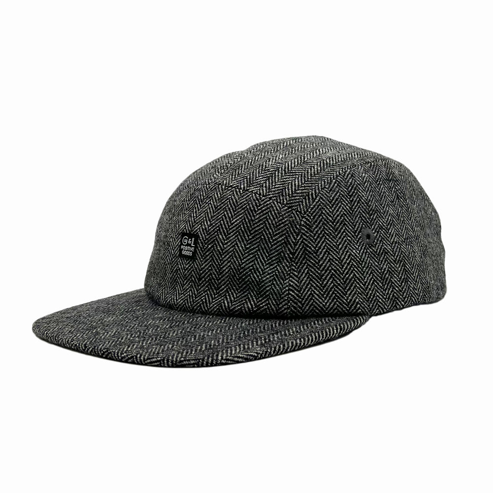 Zig Zag 5 Panel Camp Hat 3/4 quarter angle view– classic wool camp cap