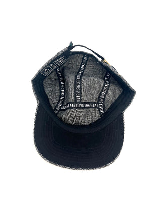 Zig Zag 5 Panel Camp Hat underside – faux suede brim detail