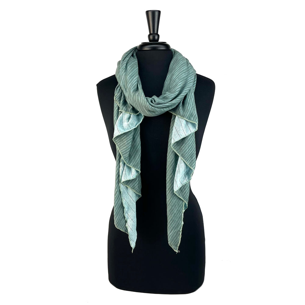 Versatile eco-friendly scarf for women. Made in the USA from upcycled cotton jersey. Shop sustainable scarves. 