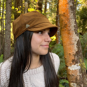 
                
                    Load image into Gallery viewer, Soft brim hat with detailing. Limited-edition colors. Made in USA from upcycled fabrics. Shop sustainable. *copper corduroy
                
            
