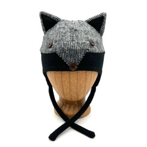 Kids Fox hat. Chin straps keep soft cap secured. One size fits all. Made in the USA. Shop sustainable baby gifts. *black stripe