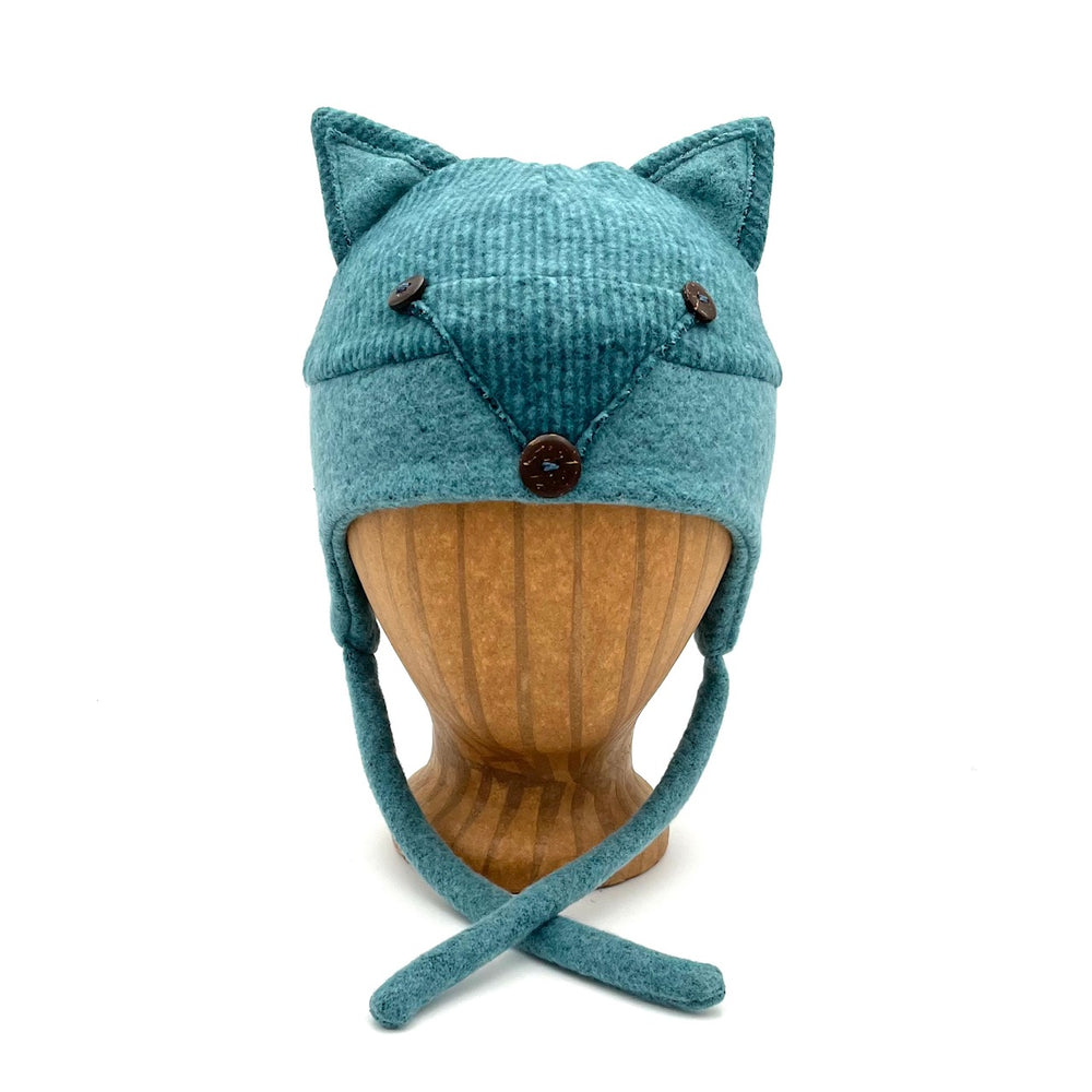 Kids Fox hat. Chin straps keep soft cap secured. One size fits all. Made in the USA. Shop sustainable baby gifts. *sapphire