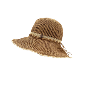 Hand crochet wide brim sun hat. Can be crushed in suitcase for easy travel. One size fits most. *brown sugar