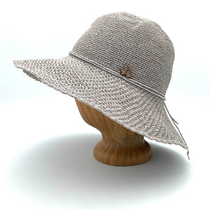 Hand crochet wide brim sun hat. Can be crushed in suitcase for easy travel. One size fits most. *pewter