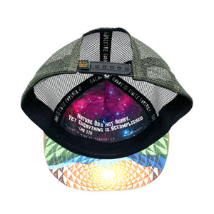 
                
                    Load image into Gallery viewer, Five-panel low-profile graphic print Horizon Vista Trucker Hat. Adjustable snap with mesh back. Inspirational quote inside.
                
            