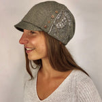  Short brim cap for women. Made in USA from upcycled cotton and wool fabrics. Shop sustainable gifts and hats. *herringbone