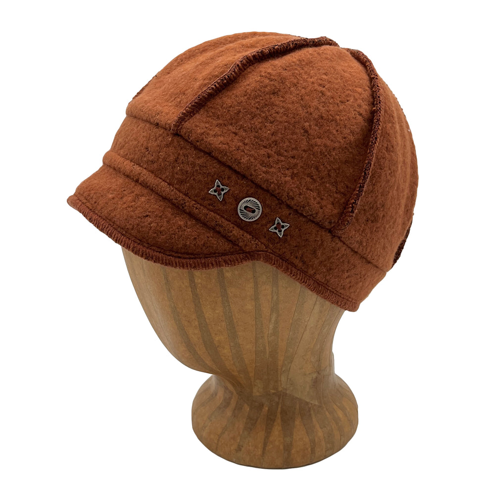 Vintage-style soft brim cap. Contrast stitching. Made in USA from recycled fabrics. Shop sustainable hats *nutmeg