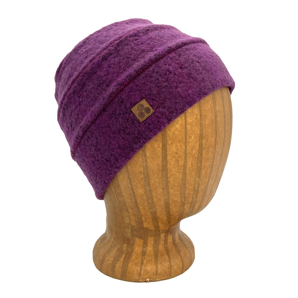 Unisex beanie for outdoor work. Made in the USA from upcycled fabric. Shop sustainable gifts and beanies. *magenta