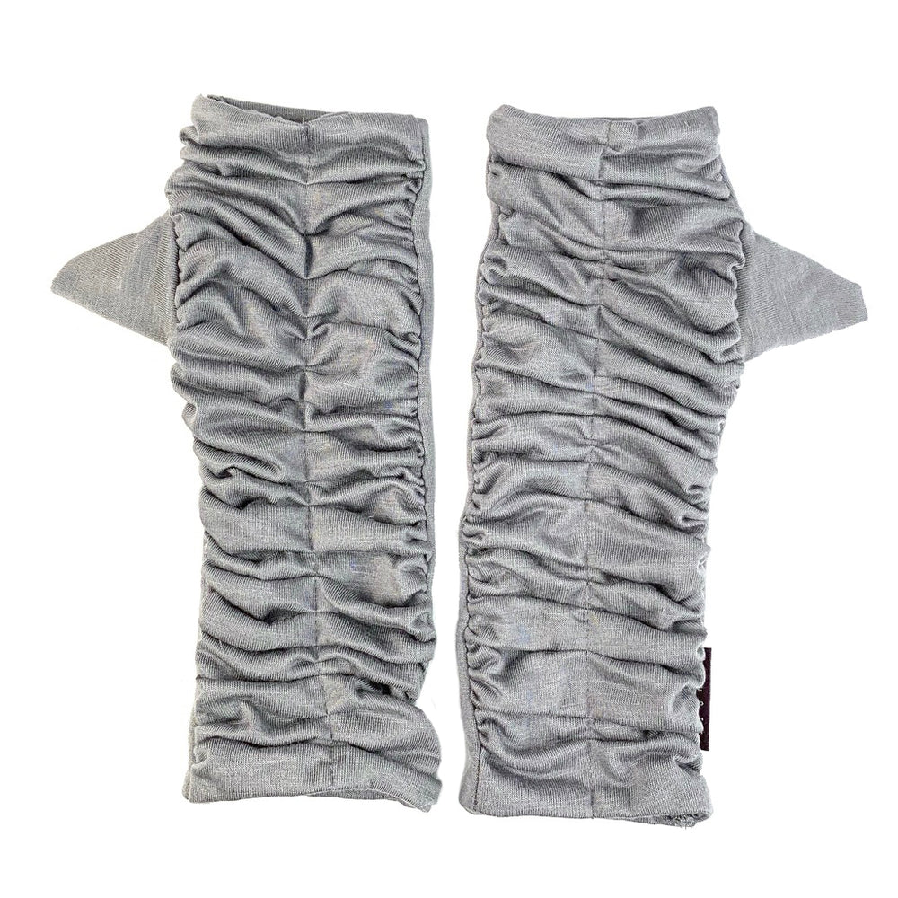 Fully-lined rouched hand warmers. Rainbow of colors available. Easy to text fingerless gloves. Made in the USA.  *nickle