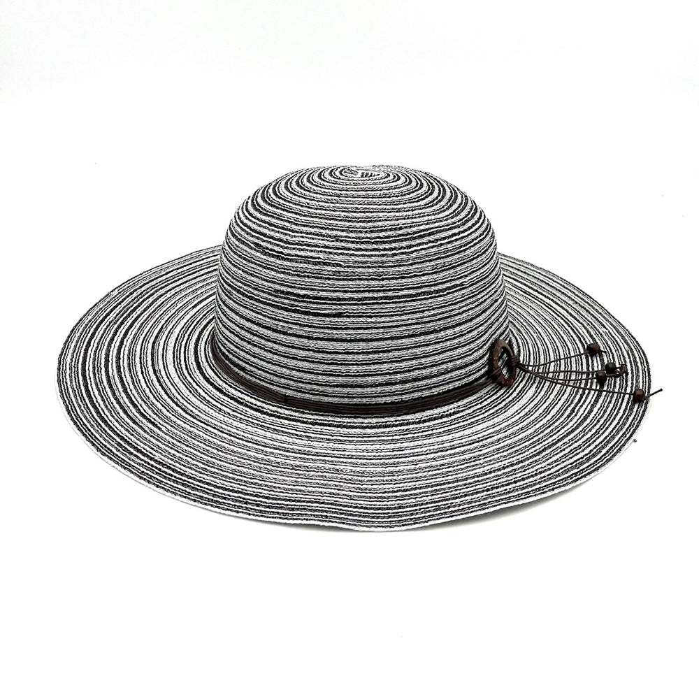 Beautiful women's sun hat made from grass straw. Lightweight open weave design with wood beads. Provides sun protection. *stardust