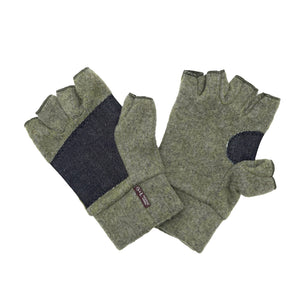 Unisex fingerless gloves made in the USA from plush, brushed cotton. Reinforced durable palms. Shop sustainable *sage