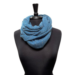Eco-friendly infinity loop scarf. Made in the USA from cotton blend sweater knit fabrics. Shop sustainable *river
