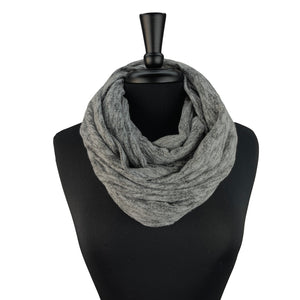 Eco-friendly infinity loop scarf. Made in the USA from cotton blend sweater knit fabrics. Shop sustainable *winter