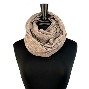 Eco-friendly infinity loop scarf. Made in the USA from cotton blend sweater knit fabrics. Shop sustainable. *moonrock
