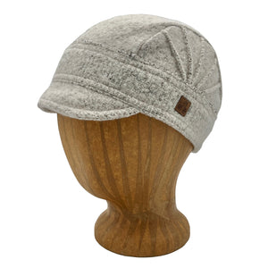 Warm soft cap for women and girls. Our short brim Solstice Hat is embellished with pin tucks. Made in the USA from recycled cotton fabric. Shop sustainable gifts and hats at G and L Positive goods. Designed by Gypsy and Lolo in Northern California. We give three percent of profits to social and environmental causes. *linen