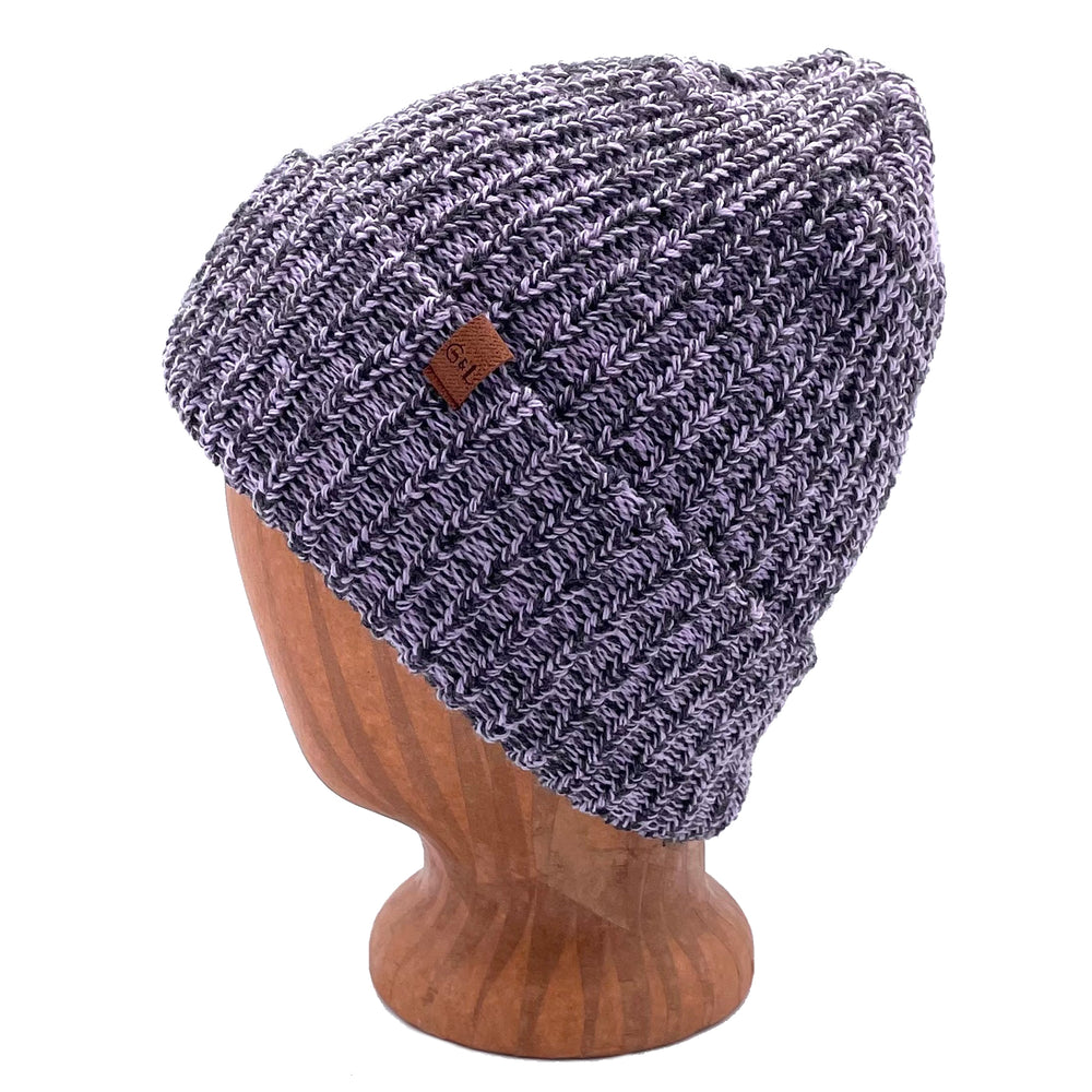 Soft double layered beanie. Worn with a cuff or without for slouchy look. Made in Canada with recycled cotton. *pastel