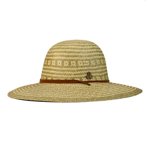 Tulum Women's Mexican palm straw sun hat. 2 tone stripes UV protection, adjustable sweatband. 