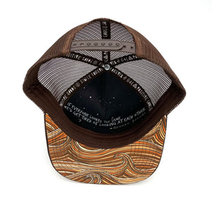 Five-panel low-profile graphic print Waves Trucker Hat. Adjustable snap with mesh back. Inspirational quote inside. *coffee